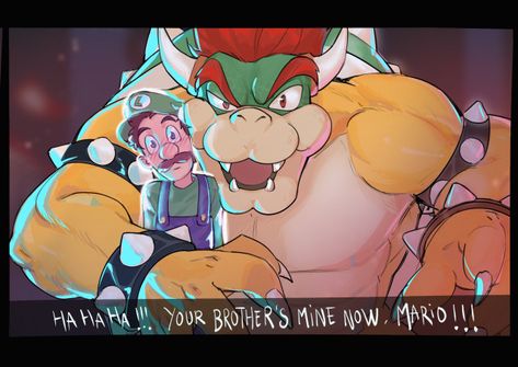 Ankhell on Tumblr Bowser X Luigi, Mario Comics, Mario Funny, The Super Mario Bros Movie, Super Mario Bros Movie, Mario Fan Art, Super Mario And Luigi, Ship Drawing, Super Mario Art