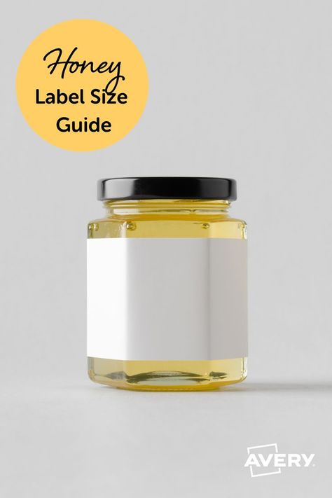 Find the recommended Avery label size for your honey jars! Check out our honey jar label size guide to compare your jars to and choose the correct label size. #Averylabels #honeyjar #labels #stickers #organise #smallbiz #diy #sizeguide Honey Jar Labels, Honey Jars, Honey Label, Label Shapes, Avery Labels, Honey Jar, Jar Labels, Label Sizes, Size Guide