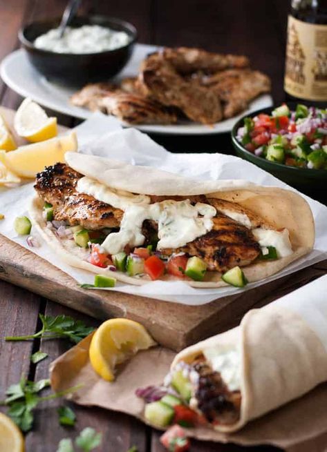 Greek Chicken Gyros with Tzatziki - the marinade for the chicken is so good, I use it even when I'm not making gyros! www.recipetineats.com Greek Chicken Gyros, Chicken Gyro Recipe, Mediterranean Foods, Gyro Recipe, Chicken Ideas, Chicken Gyros, Recipetin Eats, Resep Diet, Greek Chicken