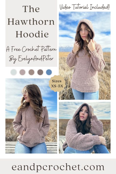 Free Crochet Hoodie Pattern, Free Crochet Patterns Women, Crochet Winter Clothes Free Pattern, Crochet Sweater With Hood, Free Crochet Patterns Using Size 3 Yarn, Diy Crochet Clothes For Women, Easy Crochet Hoodie Pattern Free, Super Bulky 6 Yarn Crochet Patterns, Crochet Clothes Patterns Free Winter