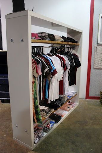 I neeed to make one of these since baby j doesnt have a closet. Diy Wardrobe Closet From Bookshelf, Open Closets Ideas, Diy Closet In Room With No Closet, No Closet Solutions Bedroom Diy, Free Standing Wardrobe Ideas, Diy Free Standing Closet, Closet Solutions For No Closet, Free Standing Closet Ideas, Closet Headboard