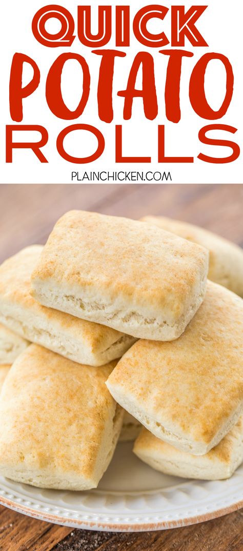 Quick Potato Rolls - ready in 15 minutes!! No rising! Mix, press, cut and bake. Perfect for breakfast, lunch or dinner!! Instant mashed potato flakes, sugar, butter, water and Bisquick. Serve the biscuits with butter, honey, syrup or jam! These rolls fly off the plate!! Everyone LOVES this easy bread recipe! Mashed Potato Flakes, Biscuits With Butter, Flake Recipes, Potato Rolls, Instant Mashed Potatoes, Instant Potatoes, Potato Flakes, Bisquick Recipes, Potato Roll