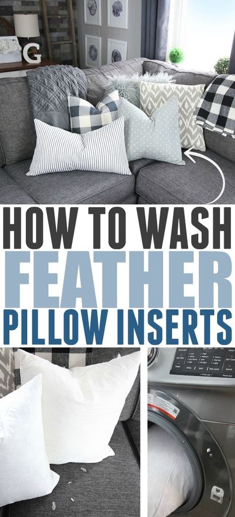 How To Wash Throw Pillows, Wash Feather Pillows, Daily Cleaning Routine, Arm And Hammer Super Washing Soda, Feather Pillow, Routine Tips, Deep Cleaning Tips, Feather Pillows, Daily Cleaning