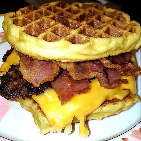 Keto Diet & Low-Carb Recipes | "Wonder Bread" Chaffle Bacon Cheeseburger | Facebook Bacon And Egg Chaffle, Bacon Cheeseburger Skillet Keto, Keto Bacon Cheeseburger Burrito, Keto Wonder Bread Chaffle Recipe, Wonder Bread Keto Chaffle, Bacon Cheeseburger, American Cheese, Keto Diet, Cheeseburger