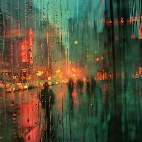 Rainy Window View: A vivid view through a rain-soaked window, showcasing blurred city lights and a gloomy ambiance. #rain #window #lights #water #droplets #aiart #aiphoto #stockcake ⬇️ Download and 📝 Prompt 👉 https://ayr.app/l/X5ch Blurred City Lights, Rain On Window, Rain Window, Rainy Window, Window Lights, Rain Lights, Rainy City, Blurred Lights, Japanese Colors