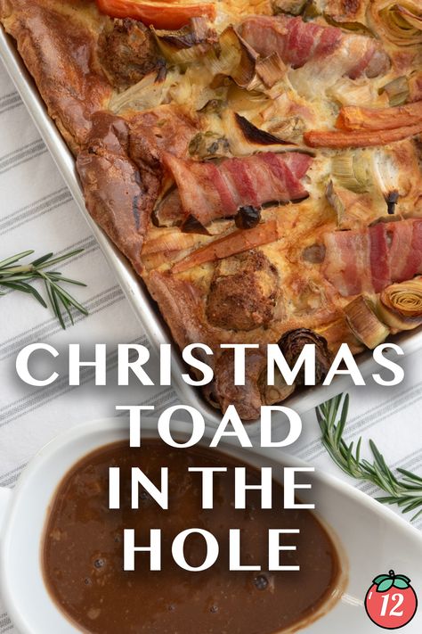 Christmas Toad in the Hole | 12 Tomatoes Toads In A Hole, Mini Toad In The Hole, Toad In A Hole Recipe, Toad In The Hole Recipe, Toad In A Hole, Yorkshire Pudding Batter, Bacon Wrapped Sausages, Sausage Wrap, Toad In The Hole