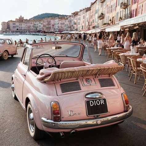 Fiat Jolly 500, Pink Fiat 500, Fiat Jolly, Pink Garage, Pink Camper, Fiat 500 Vintage, Pink Bicycle, Barbie Car, Porsche 356 Speedster