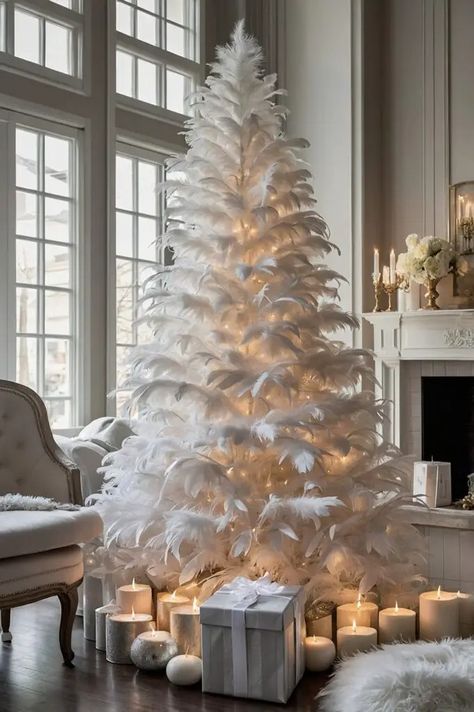 39 Dreamy White Christmas Decor Ideas for a Magical Holiday Season! – Curated Living Spaces White Interior Design Living Room, Modern White Christmas, Dream House Vision Board, White Christmas Decor Ideas, White Artificial Christmas Tree, House Vision Board, Christmas Tree White, Christmas Styling, White Christmas Tree Ideas