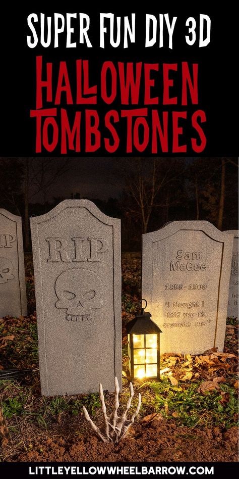 Tombstone Shapes, Easy Diy Decorations, Halloween Tombstones Diy, Tombstone Diy, Halloween Gravestones, Halloween Graveyard, Homemade Halloween Decorations, Halloween Tombstones, Fall Craft