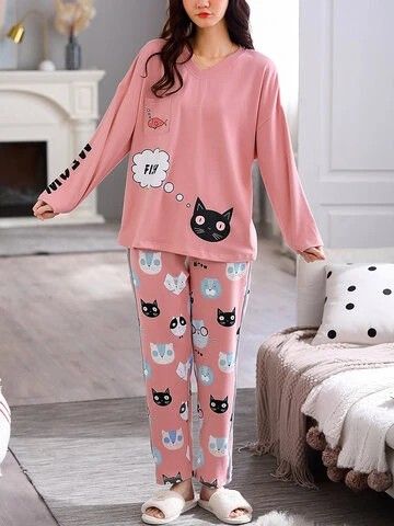 Girls Night Dress, Long Pajamas, Pijamas Women, Pajama Fashion, Sleepwear Fashion, Cute Sleepwear, Cute Pajama Sets, Pajama Outfits, Pajamas Sets