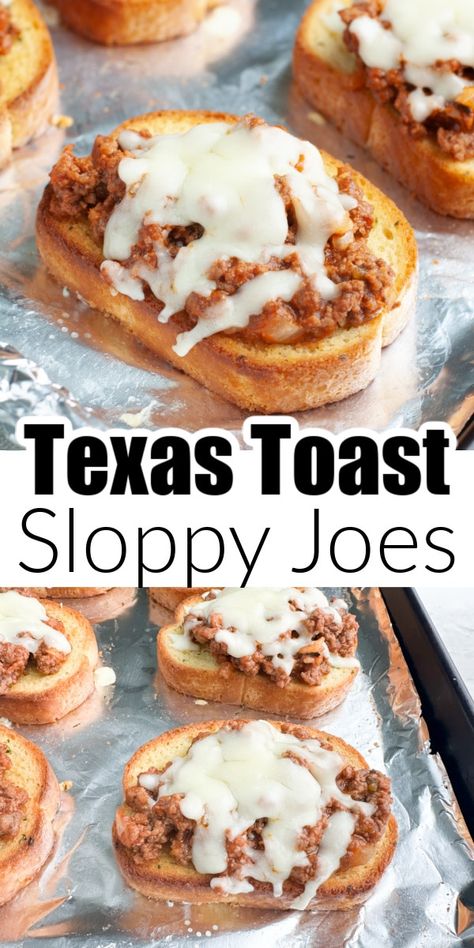 Texas Toast Sloppy Joes are a fast, easy, ground beef dinner recipe. Texas toast is topped with a simple Sloppy Joe mixture and melted cheese. If you love Sloppy Joes, you will love this open faced sandwich version. Texas Toast Sloppy Joes, Texas Toast Bread, Sloppy Joes Easy, Stuffed Mushrooms Easy, Sloppy Joe Sauce, Garlic Toast, Homemade White Bread, Easy Ground Beef, Open Faced Sandwich