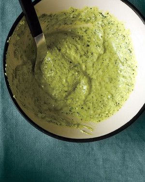 Pesto-Yogurt Sauce Green Gazpacho Recipe, Dip For Vegetables, Green Gazpacho, Sauce Pesto, Vegetable Dips, Sauteed Greens, Sandwich Spread, Yogurt Dip, Under The Skin