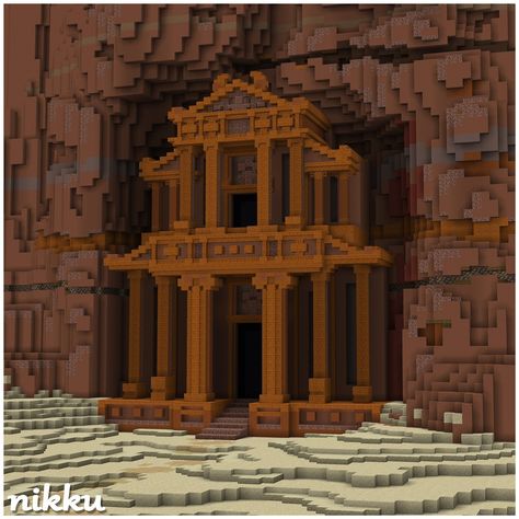 Ancient Mausoleum 🏛️⚰️ Very inspired by Petra, Jordan 💡 Shaders: Complimentary 🪚 Built On: play.bakery.builders 🏷️ #minecraft #minecraftdesign #minecraftart #minecrafthouse #bedrock #minecraftgaming #minecrafthome #minecraftjava #minecraftbuilds #ghibliart #petra #indianajones #thelastcrusade Mausoleum Minecraft, Minecraft Archaeology, Minecraft Temple, Play Bakery, Interior Minecraft, Petra Jordan, Church Interior, Minecraft Builds, Minecraft Art