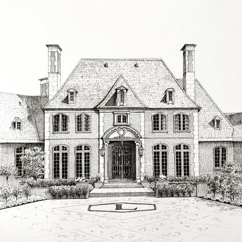 Mansion House Drawing, Realistic House Drawing, Mansion Drawing Reference, Art Buildings Drawings Architecture, Vintage Building Drawing, Old Buildings Drawings, Old Buildings Sketch, Mansion Drawing Easy, Dream School Drawing