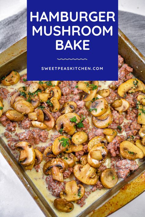 Say hello to this Hamburger Mushroom Bake! This meal is really easy to make, it is savory and hearty. There are different variations for this recipe, however, the one that I am sharing with you is one that has been in my family for generations. Hamburger Mushroom Bake, Mushroom Bake, Burger Recipes Beef, Mushroom Recipes Pasta, Mushroom Dish, Cozy Dinner, Recipes Beef, Lean And Green Meals, Hamburger Recipes