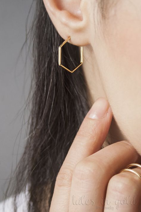 Gold Hoop Earrings, Gold Hexagon Hoops, 14K Gold Earrings, Yellow Gold, Hexagon Earrings, Everyday Earrings, Dainty Jewelry, Womens Earrings, 9K Gold Hoops, Gift For Her, Geometric Earrings ★�★★★★★★★★★★★★★★★★★★★★★★★★★★★★★★★★★ Who ever said a hoop ought to be round? Any shape could become a beautiful hoop earring! We decided to give this cute hexagon a chance and we were glad to see the result! Stylish and unique, just like every woman should feel! --Fairy Goldmother ★★★★★★★★★★★★★★★★★★★... Jewelry Lanyard, Word Jewelry, Danbury Connecticut, Sell Jewelry, Nyc Boutiques, Hammered Hoop Earrings, Jewish Jewelry, 18k Gold Earrings, Soho Nyc