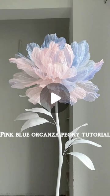 Zoi Decorative Design on Instagram: "Blue and pink giant organza flowers tutorial, clear texture, interior decoration is super beautiful.#Artificialflowers #giant flower#wedding	 #party #Window display#peony #peonyflower #paperflowers#organza#mall#tutorial #tutorials" Giant Organza Flowers, Texture Interior, Giant Flowers Diy, Flowers Tutorial, Organza Flowers, Giant Flowers, December 23, Easter Decorations Diy Easy, Fabric Flowers Diy