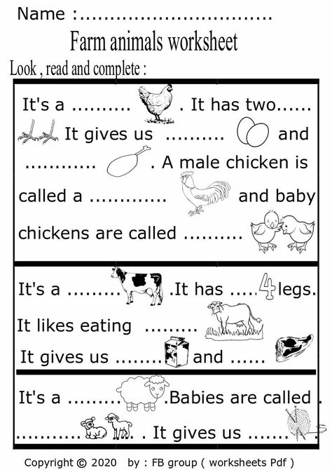 Farm Animal Worksheet, Farm Animals Worksheet, Farm Worksheet, Animals Worksheet, Movie Worksheet, Making Sentences, Animal Body Parts, Family Tree Chart, Kindergarten Reading Worksheets