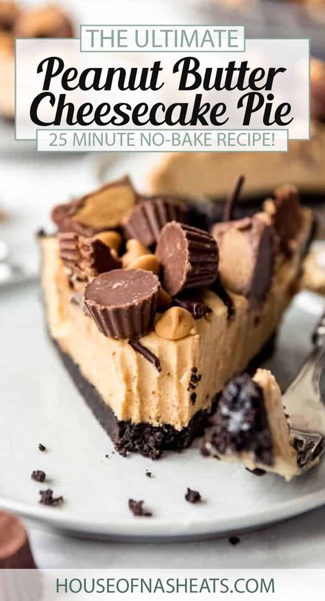 Peanut Butter And Cream Cheese, Peanut Butter Pie Recipe No Bake, Easy Peanut Butter Pie, Chocolate Peanut Butter Pie, Peanut Butter No Bake, Cheesecake Pie, Lost 100 Pounds, Peanut Butter Cheesecake, Peanut Butter Pie