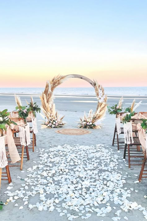 Sunset Beach Wedding, Boho Wedding Arch, Beach Wedding Aisles, Beach Wedding Arch, Sunset Beach Weddings, Two Love Birds, Oceanfront Wedding, Dream Beach Wedding, Beach Wedding Colors