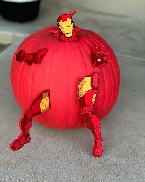 Hand painted pumpkin with iron man decor #ironman #pumpkin#ironmanpumpkin Ironman Pumpkin, Iron Man Pumpkin, Paint Pumpkin, Man Decor, Pumpkin Paint, 90s Fashion Outfits Hip Hop Party, Hand Painted Pumpkin, Pumpkin Carving Ideas, Manly Decor