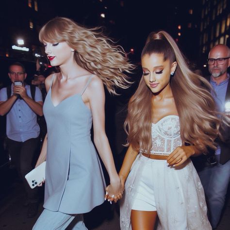 Taylor Swift And Ariana Grande, 4 Life, Ariana Grande, Taylor Swift, Rap, Swift, Concept Art, Collage, Pins