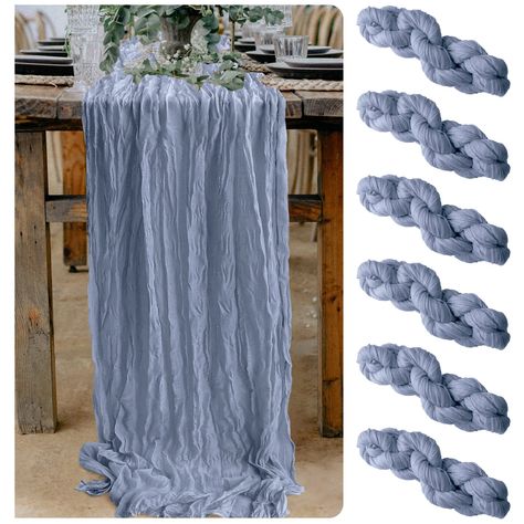 Rustic Wedding Arch, Navy Blue Table Runner, Gauze Table Runner, Cheesecloth Table Runner, Rehearsal Dinner Decorations, Romantic Rustic Wedding, Wedding Arch Rustic, Blue Table Runner, Blue Bridal Shower