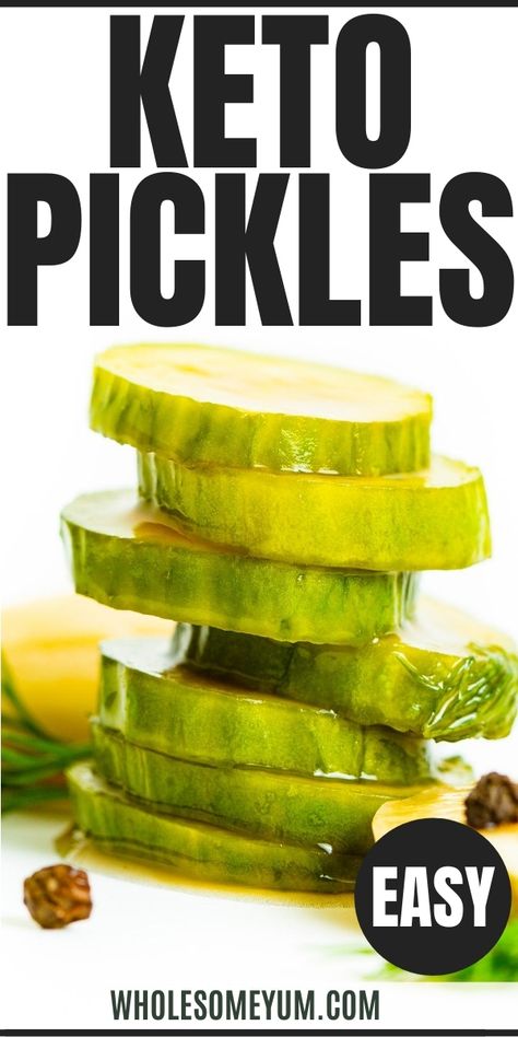 Are Pickles Keto? Guide + Keto Pickles Recipe - Are pickles keto? All you need to know about pickles on keto and carbs in pickles, plus a 15 minute recipe for homemade keto pickles! #wholesomeyum #keto #pickles Keto Pickles, Canning Pickles Recipe, Pickle Relish Recipe, Pickling Cucumbers Recipe, Homemade Pickles Dill, Pickle Recipes Homemade, Keto Guide, Pickles Recipe, Wholesome Yum