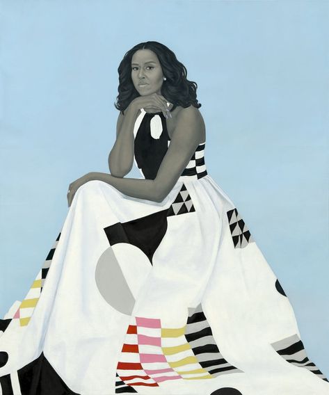 Official portrait of Michelle Obama - Kehinde Wiley Obama Painting, Obama Poster, Presidential Portraits, Obama Portrait, Amy Sherald, Kehinde Wiley, Barack And Michelle, National Portrait Gallery, Afro Art