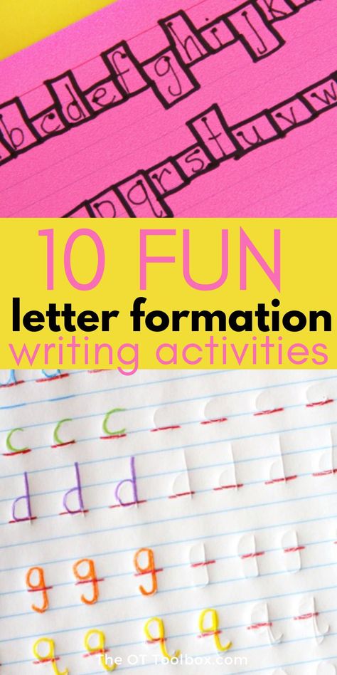 Teaching Printing Letters, Teaching Letter Formation Kindergarten, Teaching Letter Formation, How To Teach Writing Letters, Alphabet Writing Activities, Letter Formation Activities Kindergarten, Fun Handwriting Activities For Kids, Hand Writing Activities, Handwriting Activities Preschool