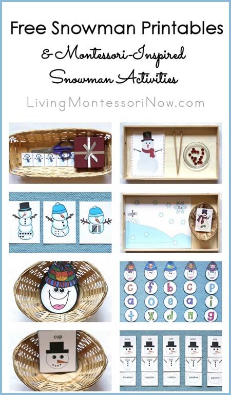 PreKandKSharing: Montessori-Inspired Snowman Activities Using Free Printables Free Snowman Printables, Vehicle Activities, Panda Printables, Snowman Printables, Panda Activities, Continent Boxes, Tree Activities, Snowman Activities, Spanish Printables