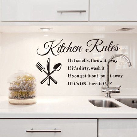 1Pcs Removable Kitchen Rules Words Wall Stickers Decal Home Decor,23.62"x12.99" Wall Stickers Words, Kitchen Words, Kitchen Wall Decals, Kitchen Rules, Kitchen Wall Stickers, Removable Wall Stickers, Room Decals, Wall Stickers Home Decor, Diy Wallpaper