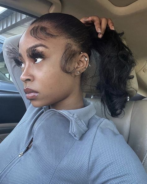 Edges Hair, Flat Iron Hair Styles, Natural Hair Styles Easy, Slick Hairstyles, Hair Laid, Baddie Hairstyles, Black Girls Hairstyles, Aesthetic Hair, Pretty Face