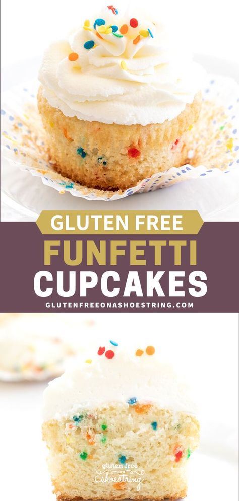 Festive homemade gluten free Funfetti cupcakes with fluffy buttercream frosting are the perfect way to make anything a celebration. They’re made in a small batch that can easily be doubled. #GlutenFree #Dessert #Cupcakes #Funfetti Cupcakes Small Batch, Fluffy Buttercream Frosting, Gluten Free Cupcake Recipe, Fluffy Buttercream, Gluten Free Cupcakes Vanilla, Cupcakes Funfetti, Funfetti Cupcakes, Best Gluten Free Desserts, Easy Gluten Free Desserts