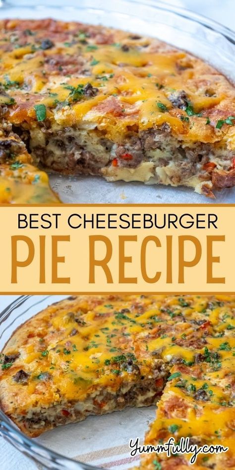 With our Best Cheeseburger Pie Recipe, you may indulge in the ultimate comfort meal. Savory ground beef, melting cheese, and a flaky pastry crust combine to create a delectable fusion of tastes. Follow our culinary explorations for a taste of mouthwatering inspiration and don’t miss out on more great dishes! Easy Cheeseburger Pie, Impossibly Easy Cheeseburger Pie, The Best Cheeseburger, Hamburger Meat Recipes Easy, Hamburger Dishes, Cheeseburger Pie, Beef Pies, Bisquick Recipes, Beef Casserole Recipes