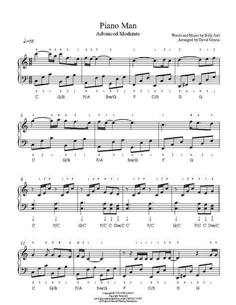 Piano Man by Billy Joel Piano Sheet Music | Advanced Level Free Piano Sheets, Sheet Music With Letters, Sheet Music Pdf, Blues Piano, Easy Piano Sheet Music, Violin Sheet, Violin Sheet Music, Violin Music, Piano Man