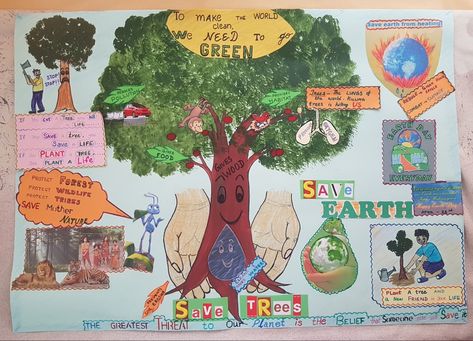 SAVE TREES ,SAVE EARTH EARTH DAY - chart making for school project Environment Day Collage Making, Earth Day Chart Ideas, Earth Day Chart, Save Earth Collage, Collage Making Ideas For School, Earth Day Collage, Save Tree Save Earth, Save Earth Posters, Story Format