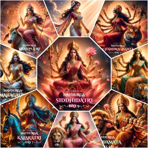 Navratri is not only about worshiping external deities but recognizing the divine powers within every woman.🙏❤ Day 1: Shailaputri Day 2: Brahmacharini Day 3: Chandraghanta Day 4: Kushmanda Day 5: Skandamata Day 6: Katyayani Day 7: Kalaratri Day 8: Mahagauri Day 9: Siddhidatri Each form of the goddess represents unique qualities. these nine days symbolize the divine feminine's strength, wisdom, and nurturing spirit. The festival's three phases: Kali (destruction of negativity), Laksh... Day 2 Brahmacharini, Navratri Devi, Navratri Devi Images, Vishnu Ji, Devi Images, Krishna Ji, Goddess Artwork, Durga Goddess, Day 6