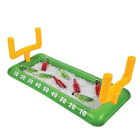 Football Inflatable BuffetDelish Field Goal Post, Diy Super Bowl, Inflatable Cooler, Healthy Superbowl Snacks, Bowl Party Food, Football Birthday Party, Football Decorations, Superbowl Snacks, Party Dips