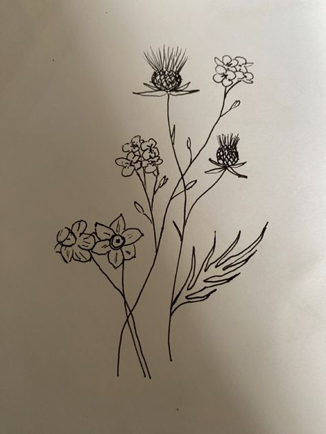 Bright Eyes Tattoo, Forget Me Not Tattoo, Thistle Tattoo, Tattoo Hip, Daffodil Tattoo, Eyes Tattoo, Line Work Tattoo, Eye Tattoo, Hip Tattoo