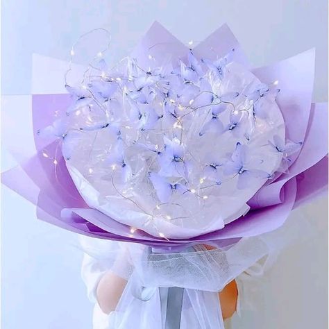 Butterfly Bouquet, Handmade Bouquet, Bouquet Decoration, Light Post, Diy Birthday Gifts For Friends, Against All Odds, Purple Bouquet, Avengers Birthday, Cute Texts For Him