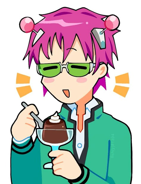 Saiki Eating Coffee Jelly, Saiki Coffee Jelly, Saiki K Chibi, Saiki Art, Kusuo Saiki, Coffee Jelly, K Board, Saiki K, Saiki Kusuo