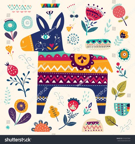 Mexican pattern with donkey and flowers #Ad , #ad, #pattern#Mexican#flowers#donkey Mexican Donkey, Ellen Giggenbach, Mexican Heart, Donkey Art, Otomi Embroidery, Mexican Pattern, Graphic Wallpaper, Mexican Art, Mexican Folk Art