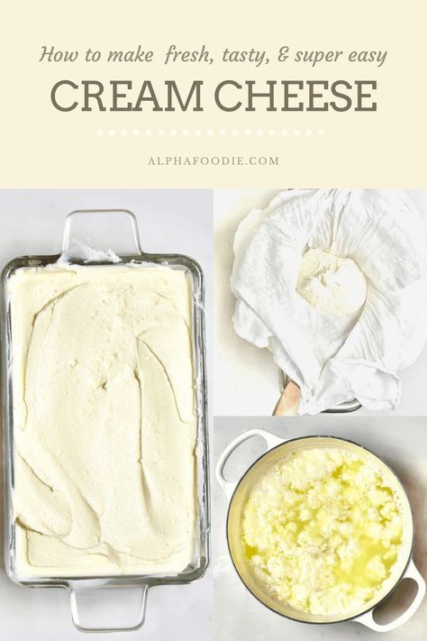 Homemade Cream Cheese Recipe, Cream Cheese Homemade, Cheese Recipes Homemade, Cream Cheese Recipe, Cheese Making Recipes, Homemade Cream Cheese, Make Cream Cheese, Easy Cream, Homemade Cheese