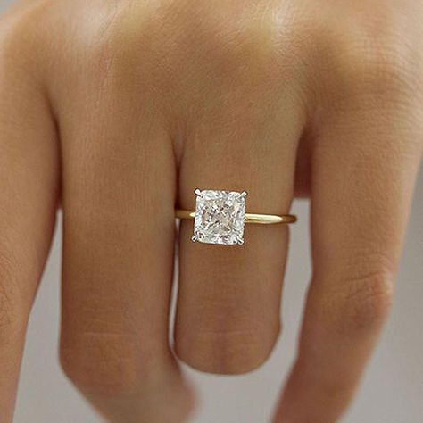 Princess Cut Gold Engagement Rings, Cushion Cut Engagement Ring 2 Carat, 2 Carat Princess Cut Engagement Ring, Engagement Rings Princess Cut Gold, Princess Cut Gold Engagement Ring, Wedding Rings Boho, Plain Engagement Rings, Engagement Rings Princess Cut, Princess Cut Engagement Rings Gold