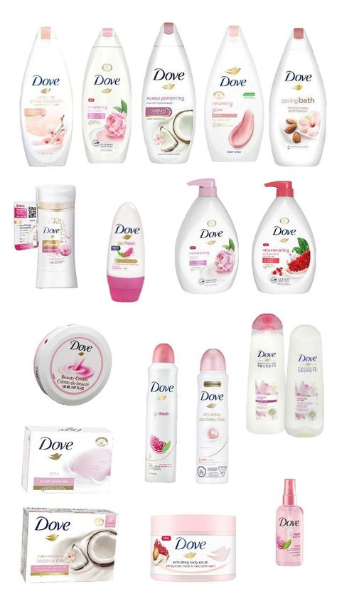 All pnk Dove products Dove Products, Pink Cosmetics, The Glow Up, Bath And Body Works Perfume, Skin Care Spa, Body Care Routine, Skin Care Kit, Shower Routine, Glow Up Tips