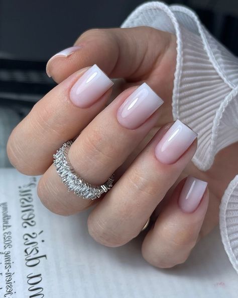 Bio Gel Nails Short, Bio Gel Nails, Baby Boomer Nails, Baby Boomers Nails, Olive And June, Baby Boom, White Polish, Nails Only, Donut Glaze