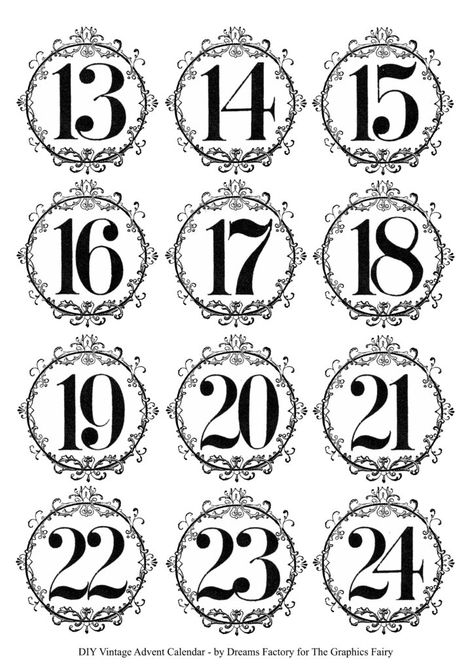 Advent Calendar Numbers, Make An Advent Calendar, Printable Advent Calendar, Calendar Numbers, The Graphics Fairy, Altered Book Art, Fairy Friends, Graphics Fairy, Printable Numbers