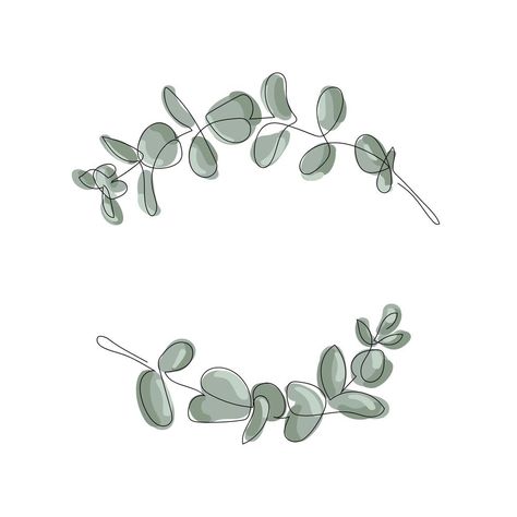 Eucalyptus leaves frame on white background Eucalyptus Illustration, Leaves Frame, Feuille Eucalyptus, Eucalyptus Leaves, Top View, How To Make Wreaths, Vector Art, White Background, Vector Images