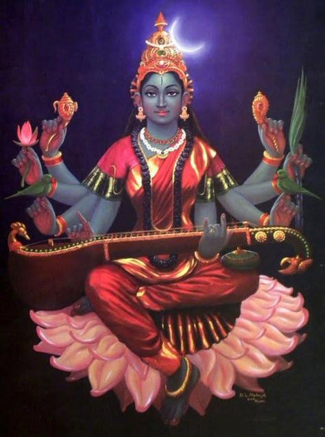 Related image Saraswati Devi, Saraswati Goddess, Shakti Goddess, Durga Images, Lord Shiva Family, Indian Goddess, Kali Goddess, Goddess Artwork, Hindu Mythology